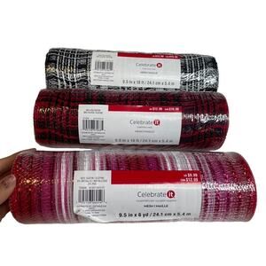 CELEBRATE IT SET OF 3 Mesh Black White Red Pink New 9.5x6 9.5x10 Crafting Wreath